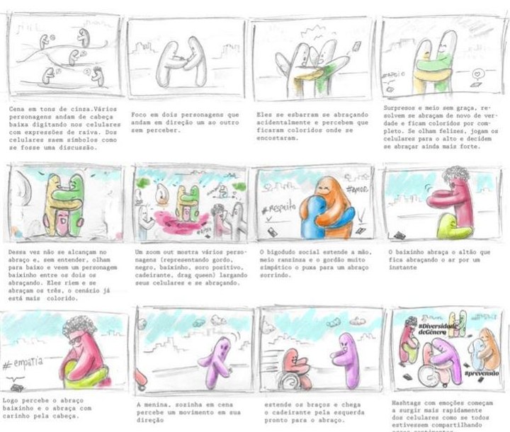 Hand-drawn storyboard for the Hash and Tag animation