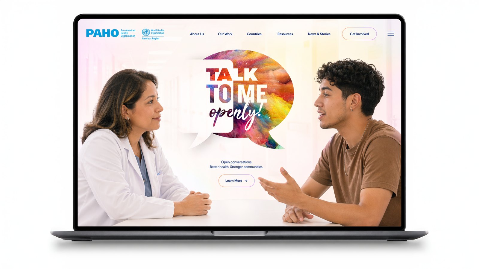 The Talk To Me Openly campaign on the PAHO website