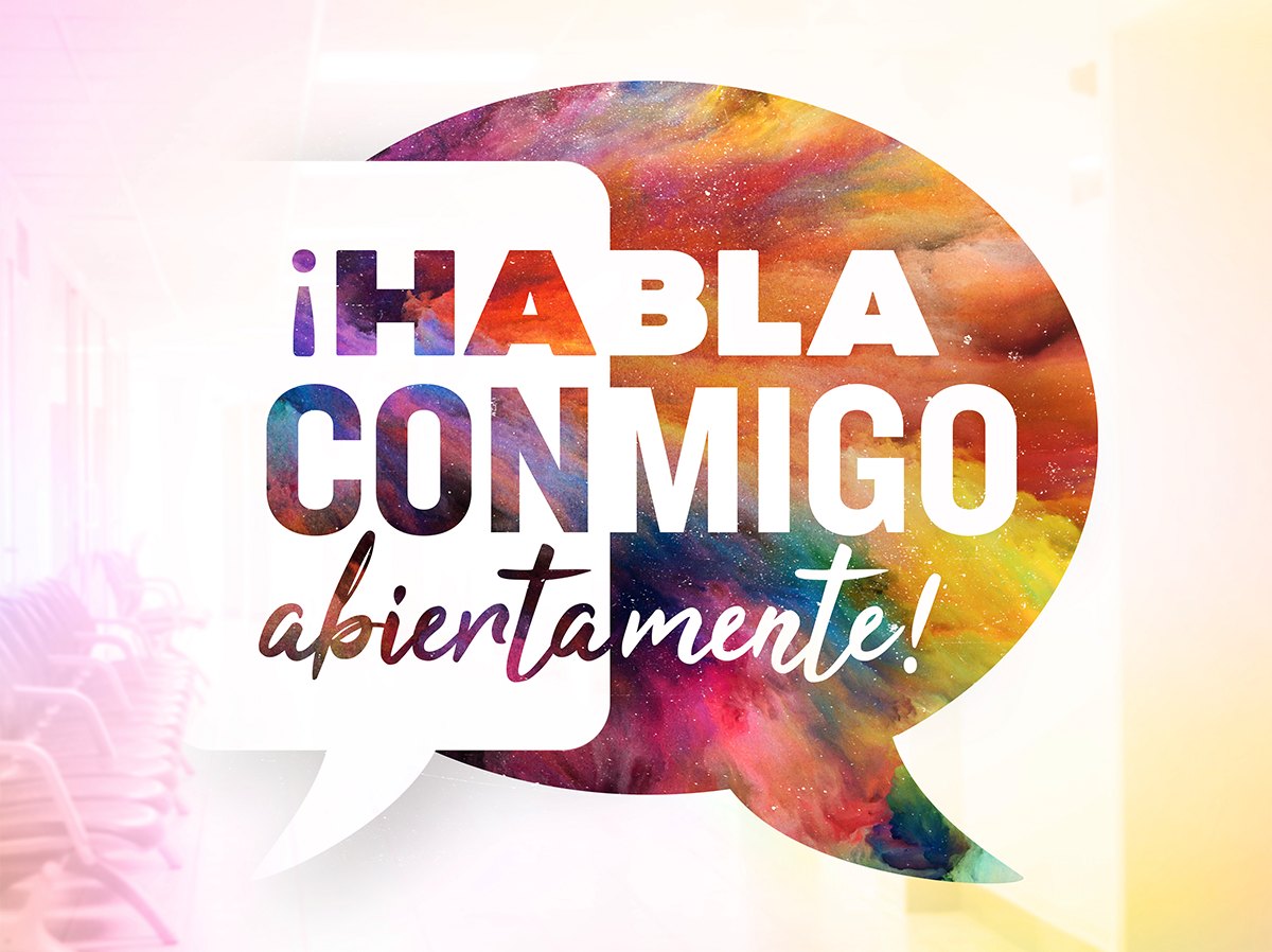 The campaign identity, built around two speech bubbles